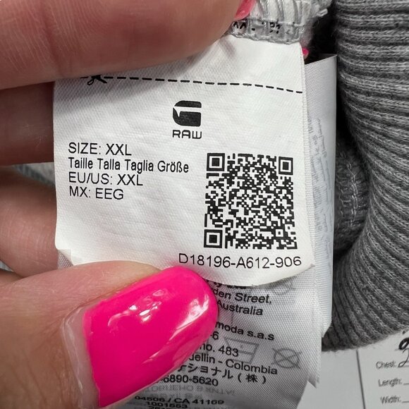 G-Star Raw Men's Large Graphic Fleece Lined Crewneck Sweatshirt Grey Size XXL - Picture 6 of 8